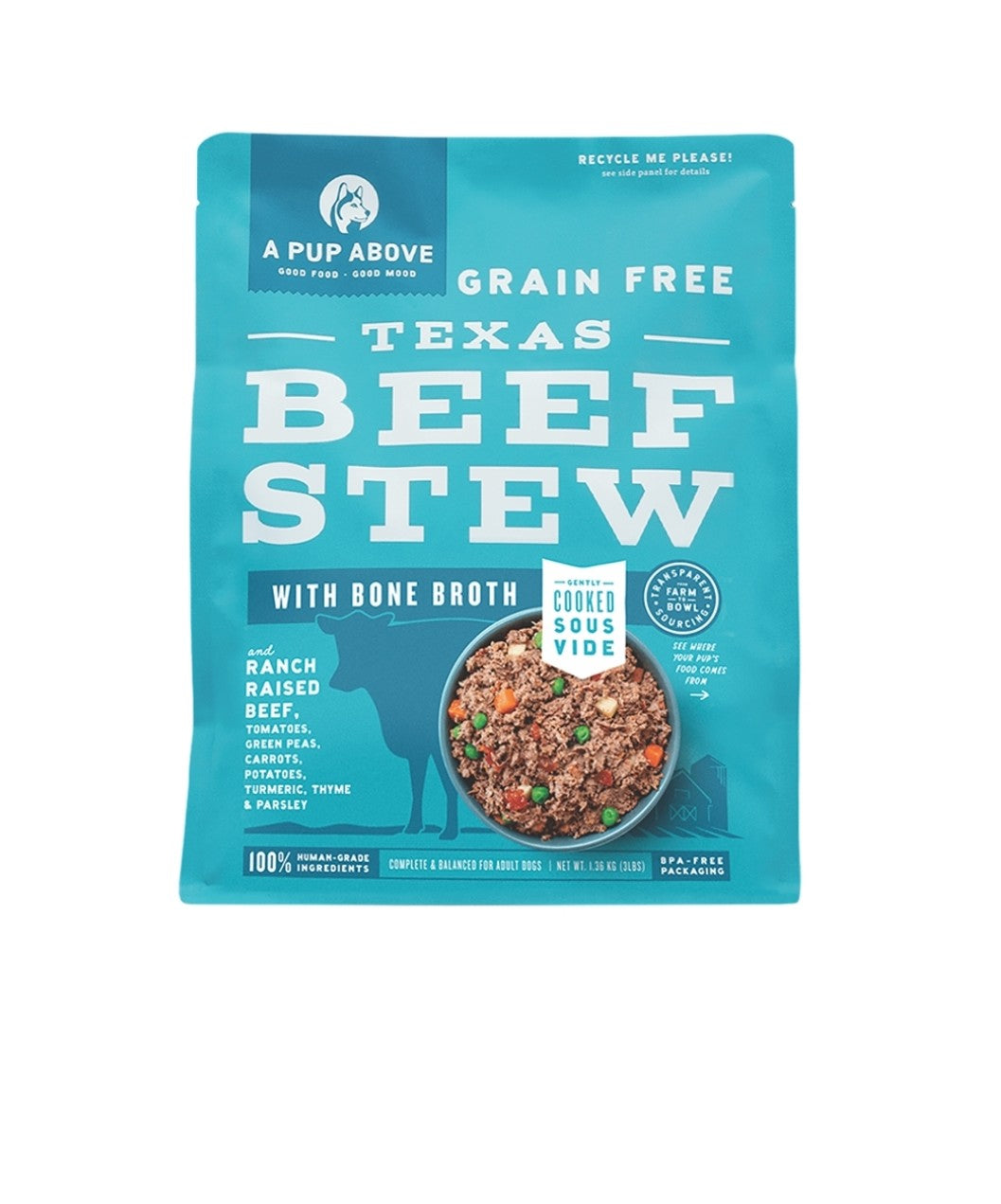 A Pup Above Frozen Grain Free Dog Food Texas Beef Stew 7lb