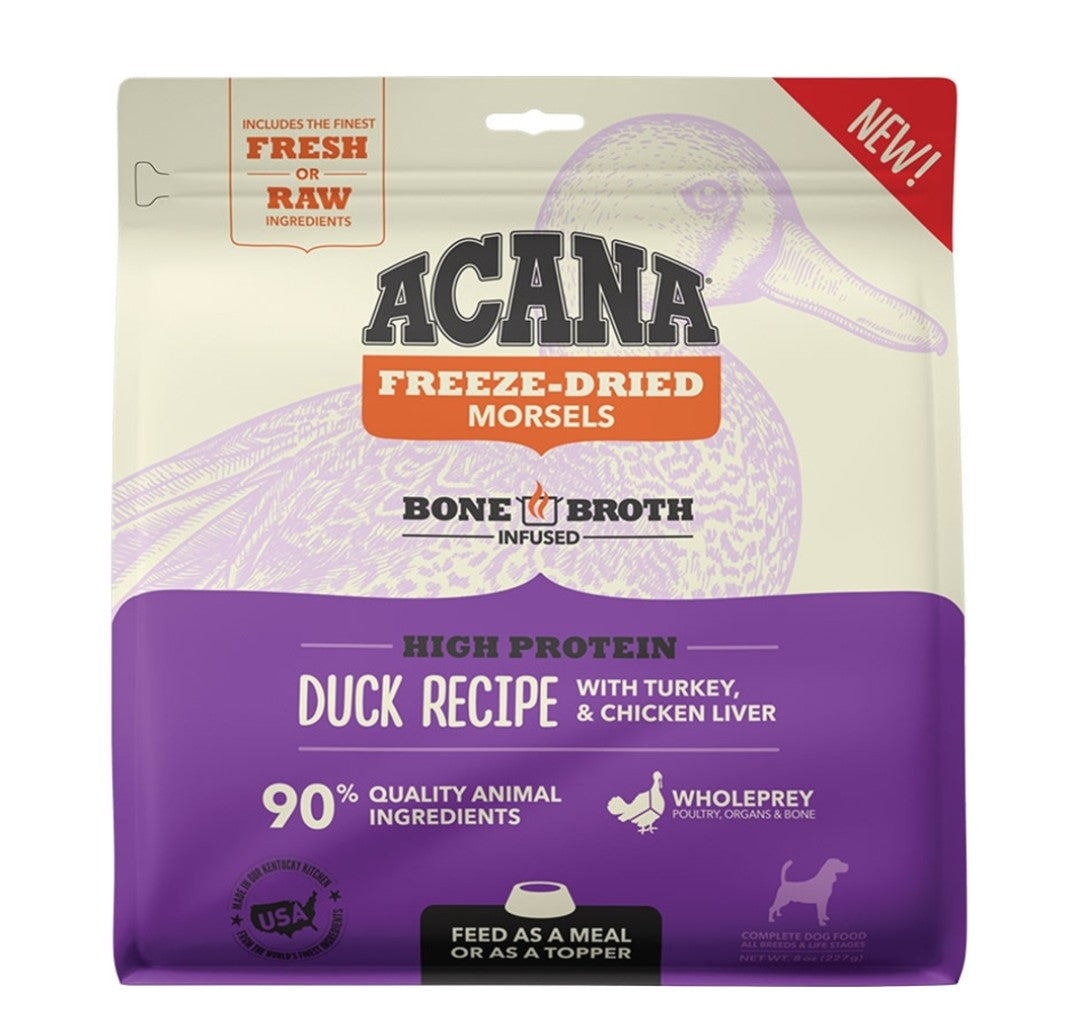 Acana Dog Food Grain Free Freeze Dried Morsels Duck Recipe 8 0z
