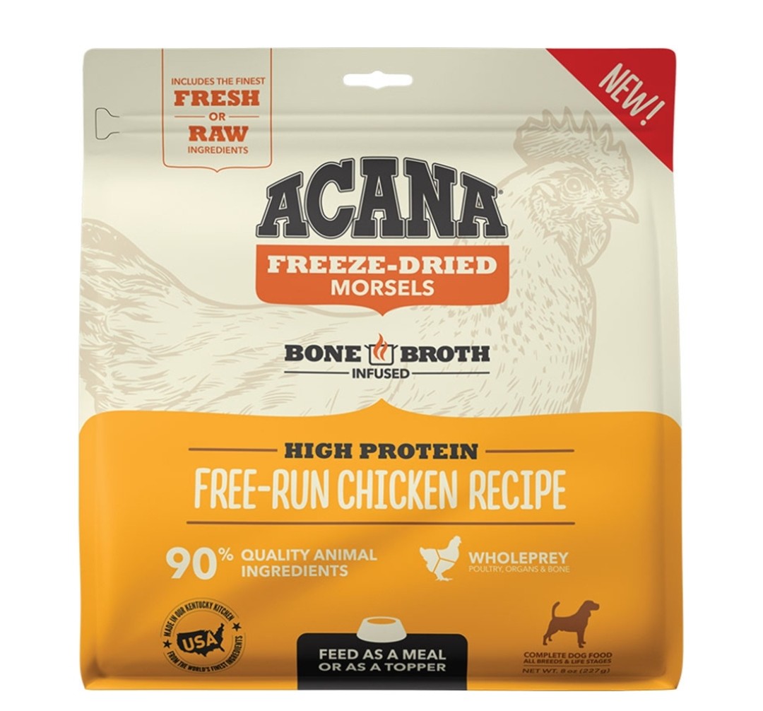 Acana Dog Food Grain Free Freeze dried Morsels Free Run Chicken Recipe 8 oz