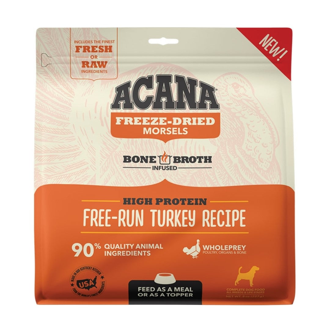 Acana Dog Food Grain Free Freeze Dried Morsels Free Run Turkey Recipe 8 oz
