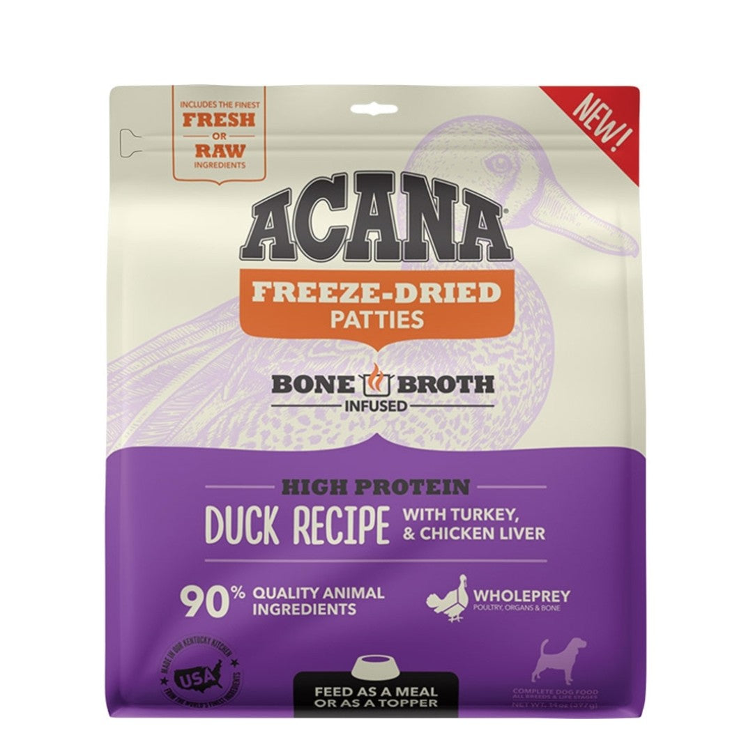 Acana Dog Food Grain Free Freeze Dried Patties Free Run Duck Recipe 14 oz