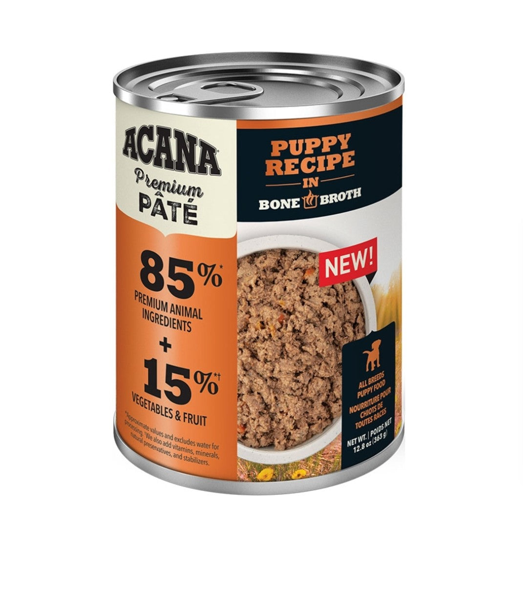 Acana Dog Food Grain Free Premium Chunks Puppy Recipe In Bone Broth 12.8 oz 12 Pack