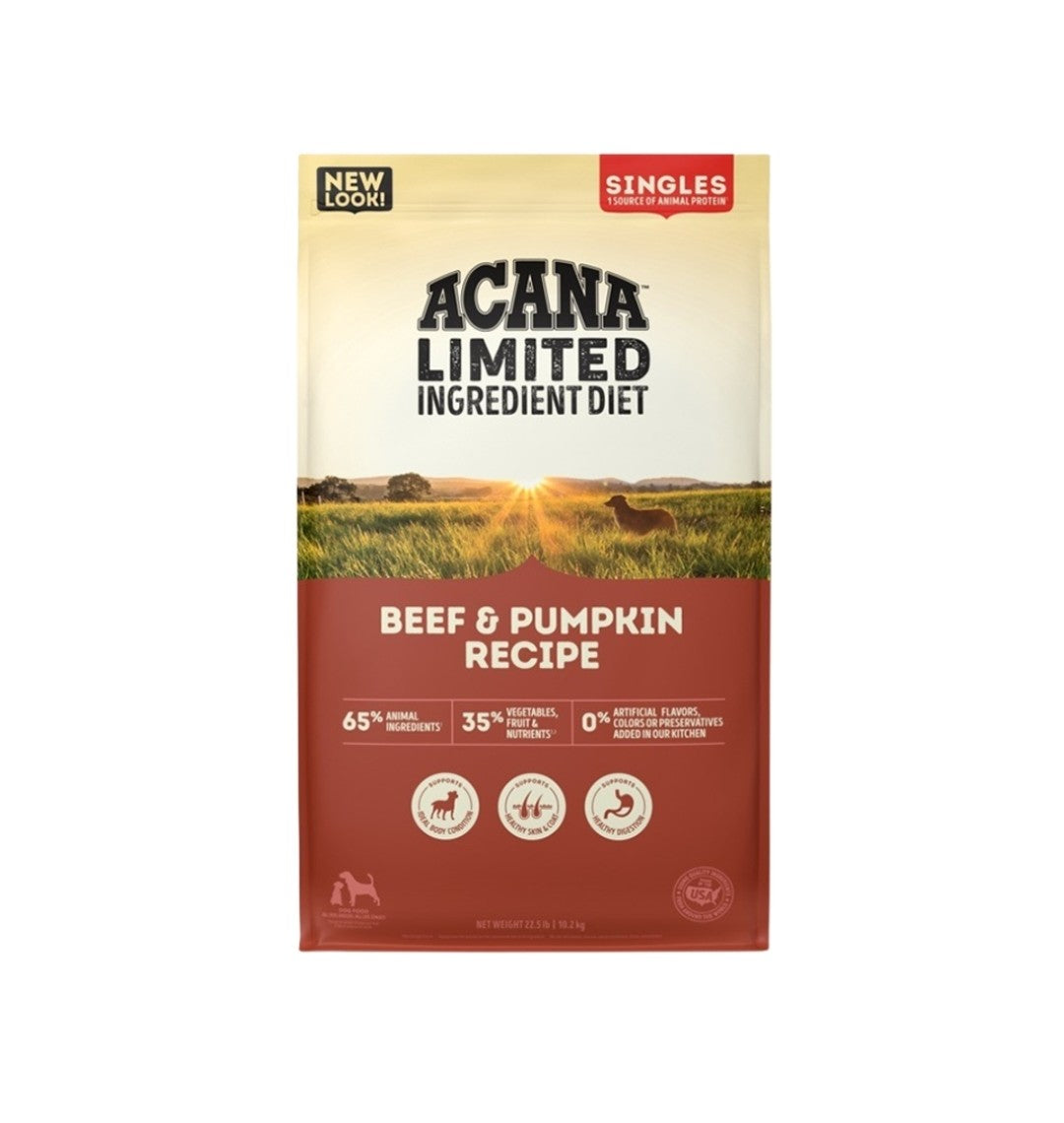 Acana Dog Food Grain Free Singles Beef & Pumpkin Recipe 22.5lb