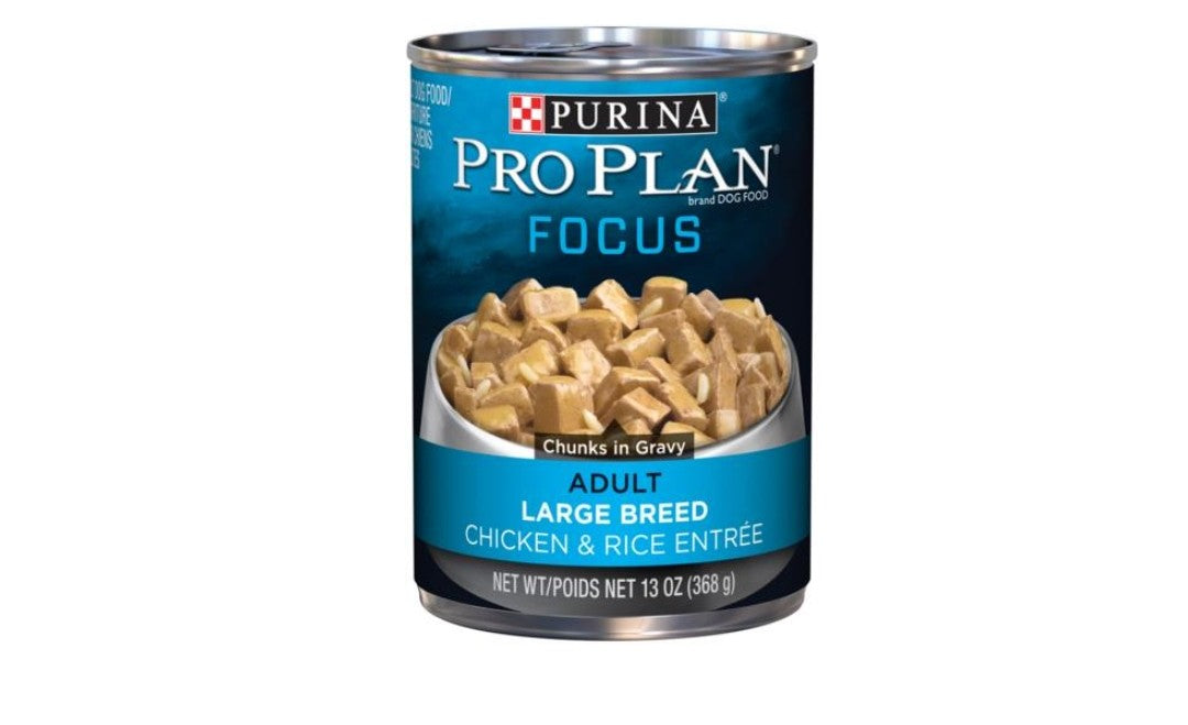 Pro Plan Chicken And Rice Chunks In Gravy Large Breed Dog 12 pack 13oz cans