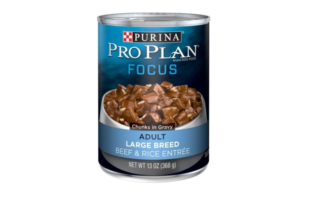 Pro Plan Beef And rice Chunks In Gravy Large Breed Dog 12 pack 13oz cans