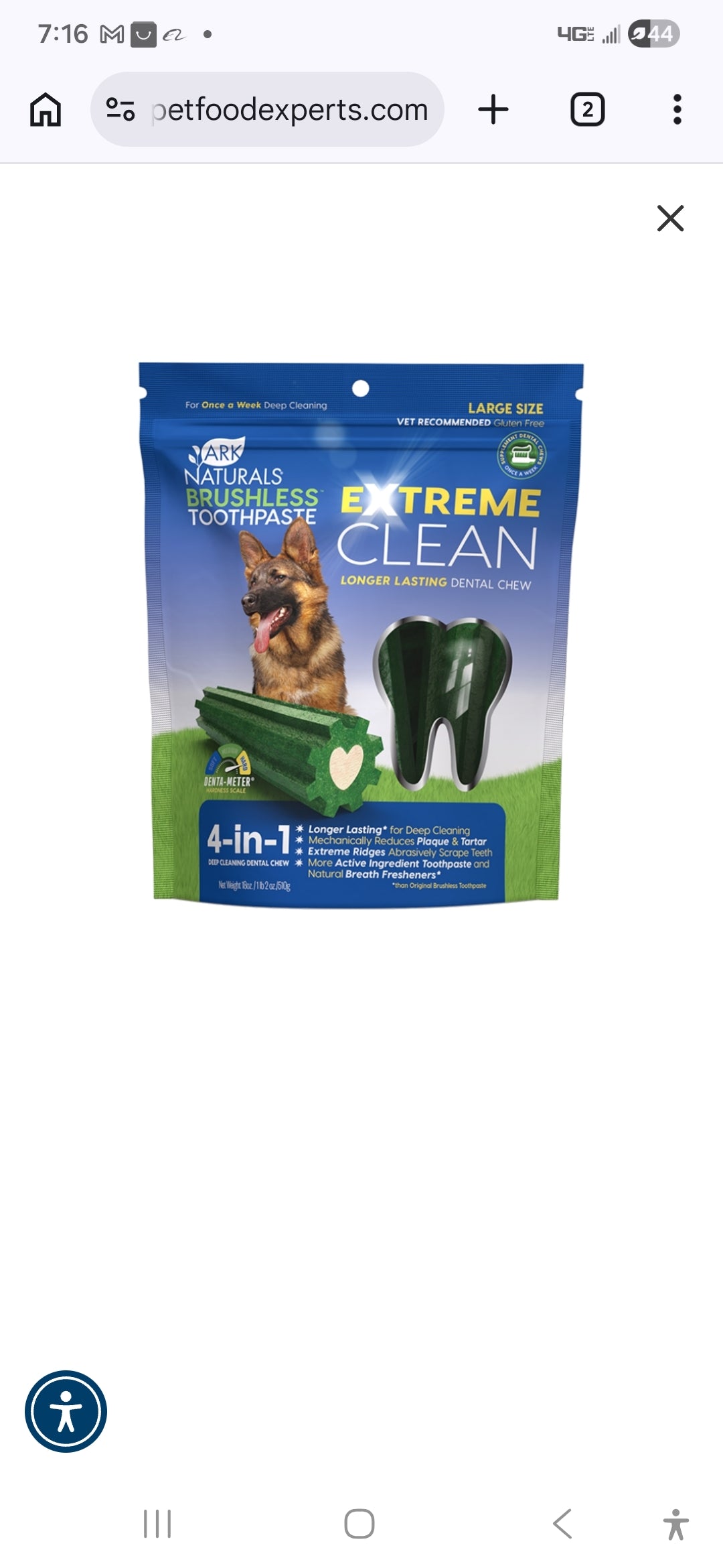 Ark Naturals Dog Brushless Toothpaste Extreme Clean Large 12oz
