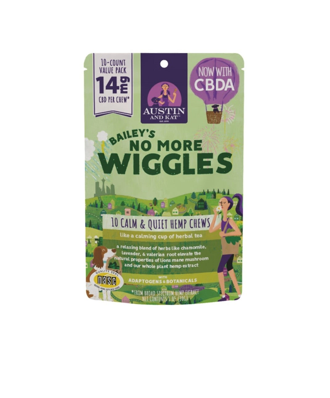 Austin and Kat Dog No Wiggle Chews 14Mg 10 pack