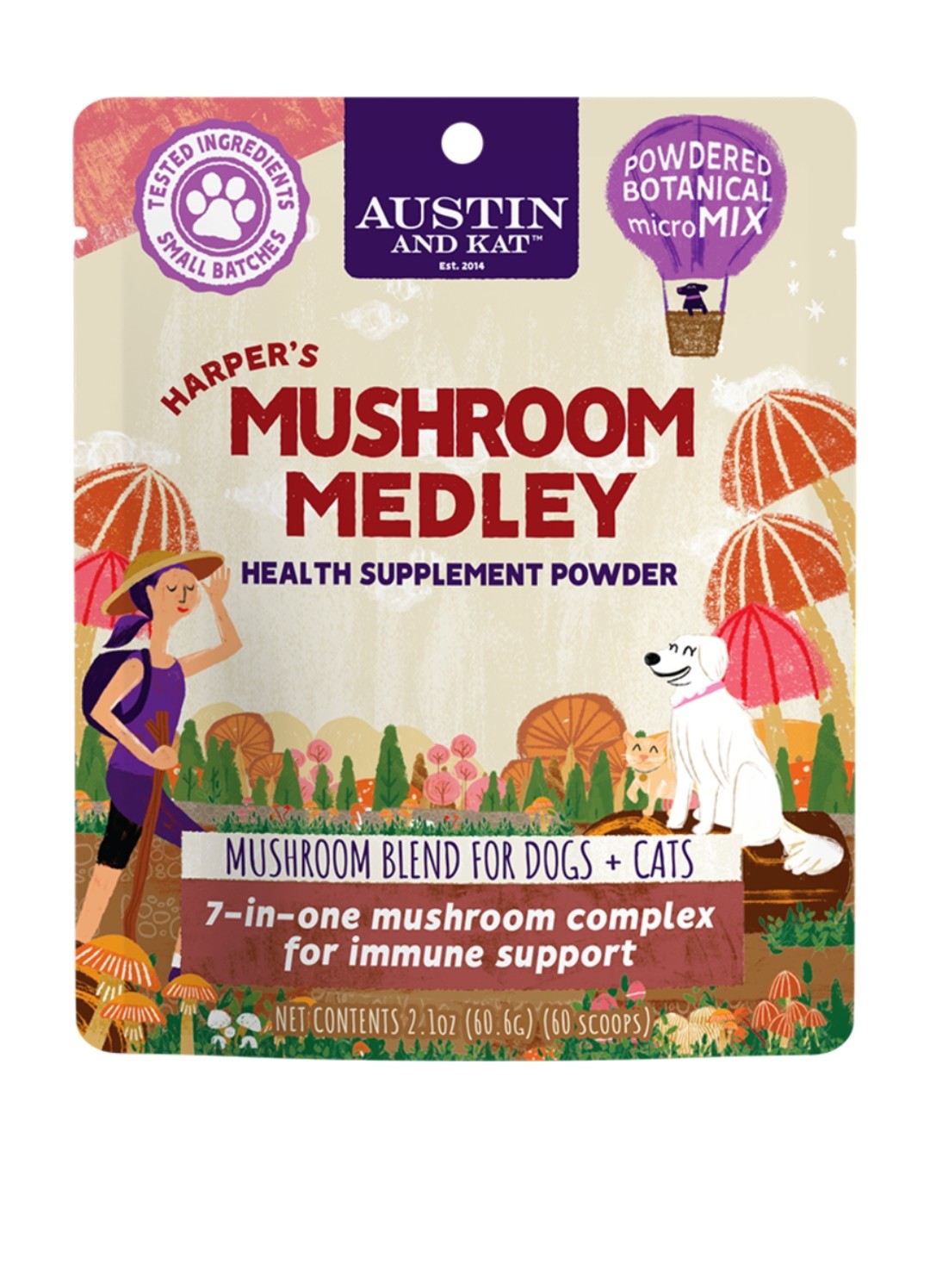 Austin and Kat Dog Topper Harper's Mushroom Medley 2.1 oz