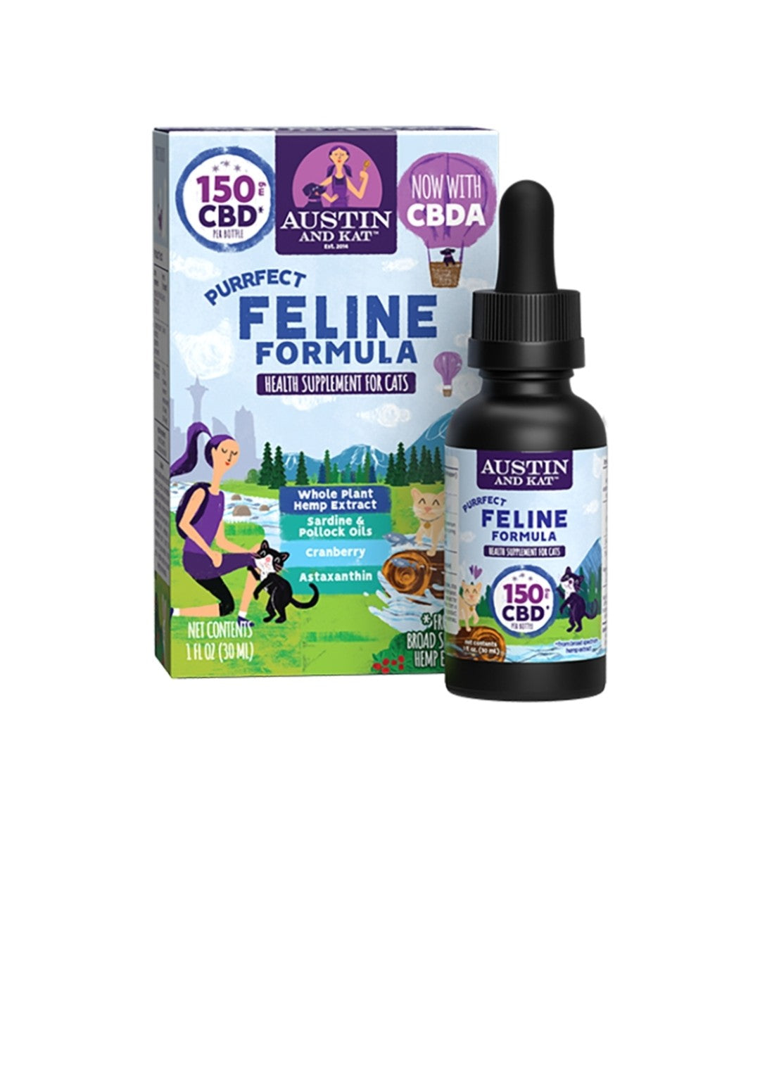 Austin and Kat CBD Feline Oil 150Mg 1 oz