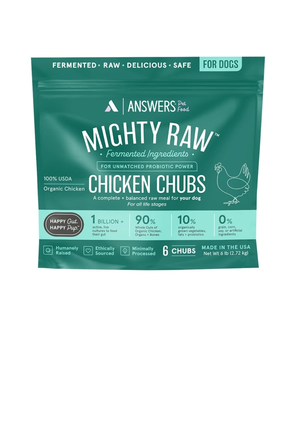 Answers Dog Mighty Raw Frozen Chicken Chubs 6lb