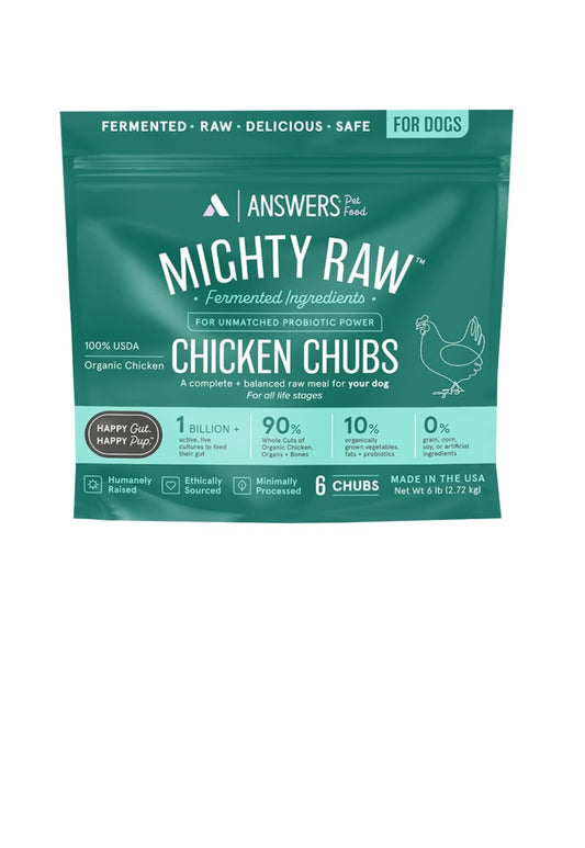 Answers Dog Mighty Raw Frozen Chicken Chubs 6lb