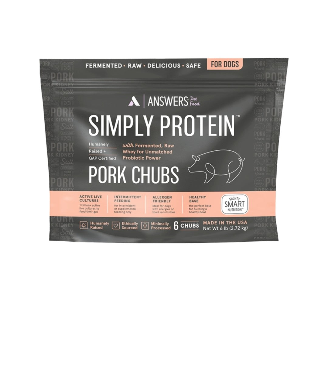Answers Dog Simply Protein Frozen Pork Chubs 6lb