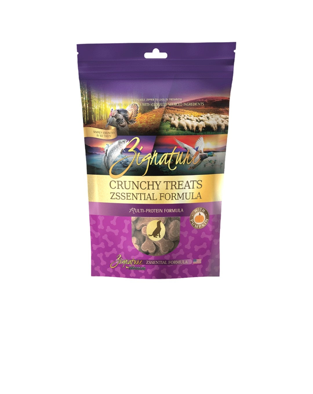 Zignature Dog Crunchy Treats Grain Free Zssentials 12oz