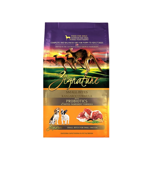 Zignature Dog Original Grain Free Small Bites Kangaroo with Probiotics 12.5 lb