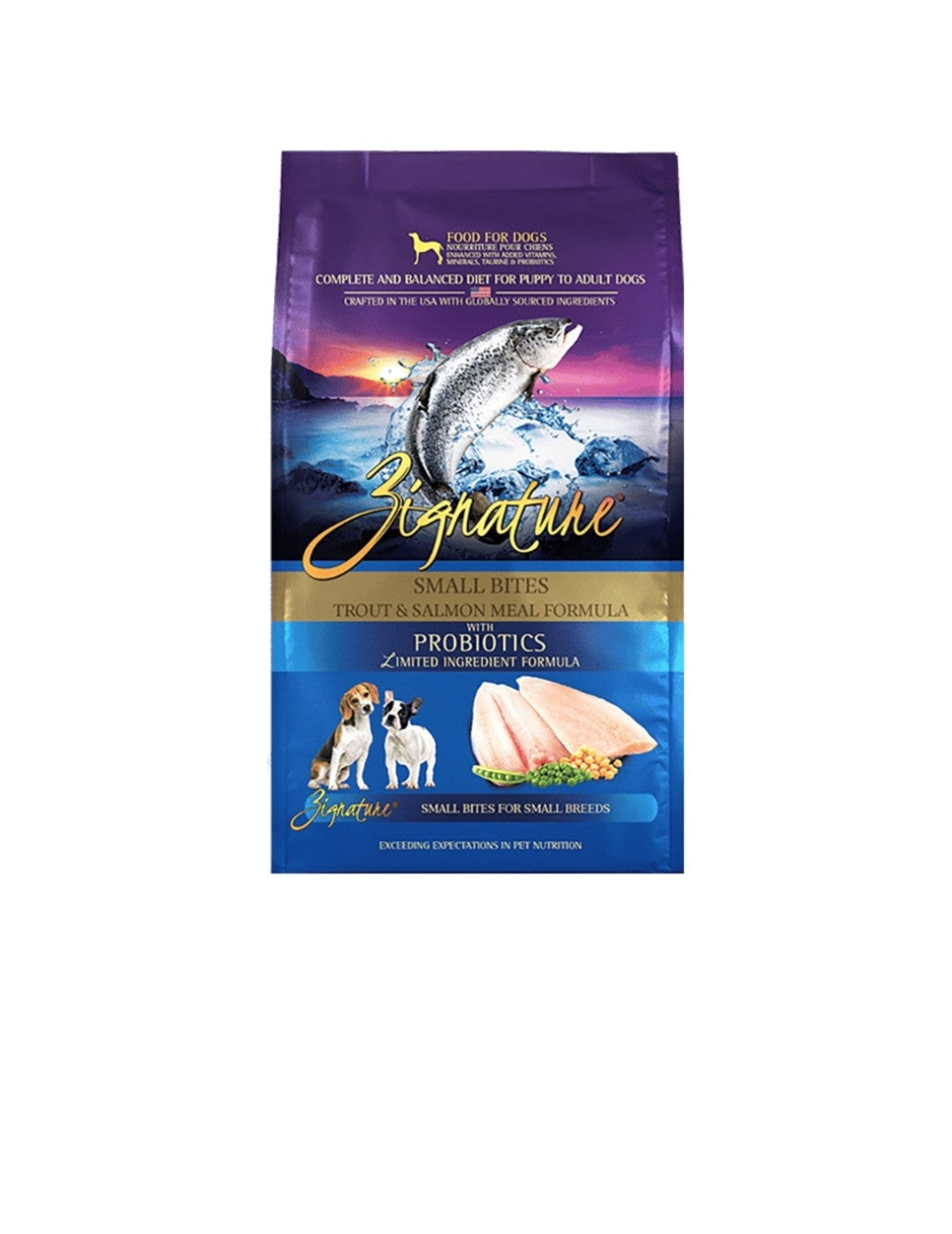 Zignature Dog Original Grain Free Small Bites Trout and Salmon With Probiotics 12.5 lb