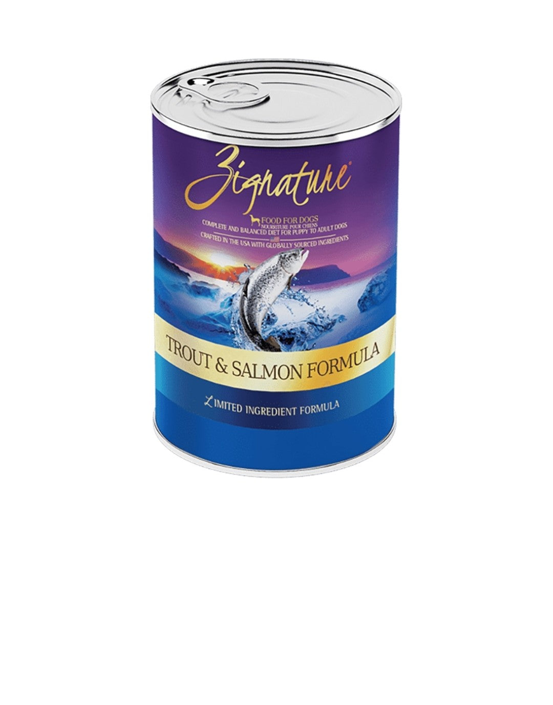 Zignature Dog Original Grain Free Trout and Salmon With Probiotics 13oz cans 12 pack