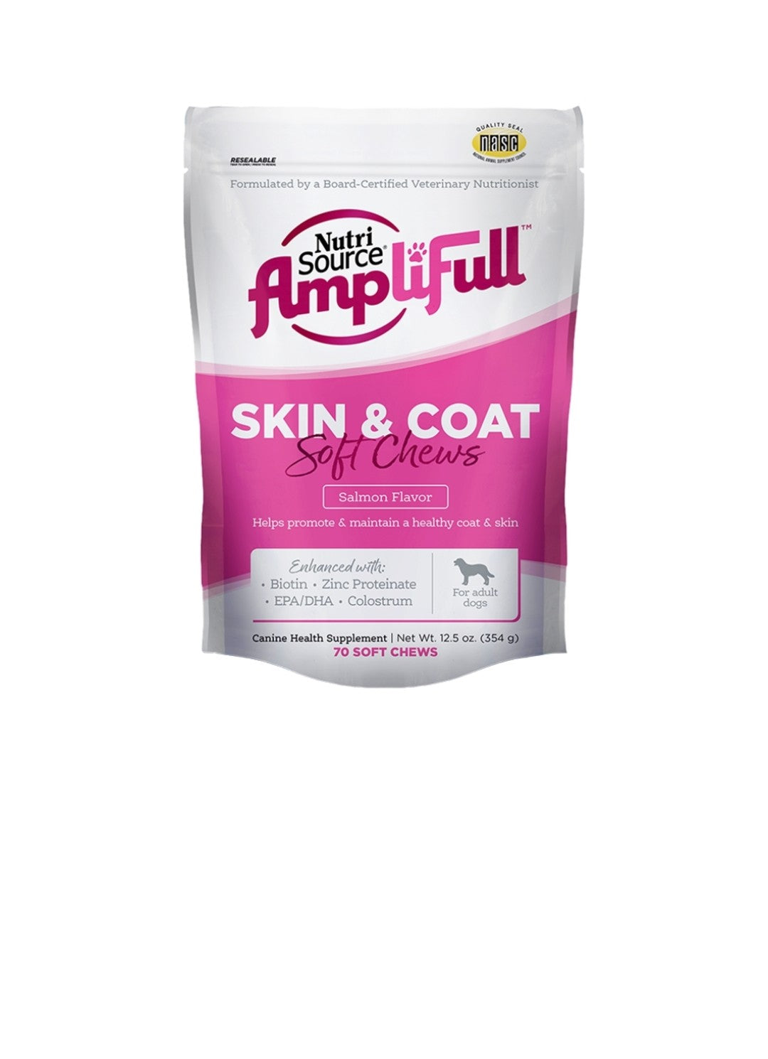 Nutrisource Dog Amplifull Soft Chew Supplement Skin and Coat 12.5 oz
