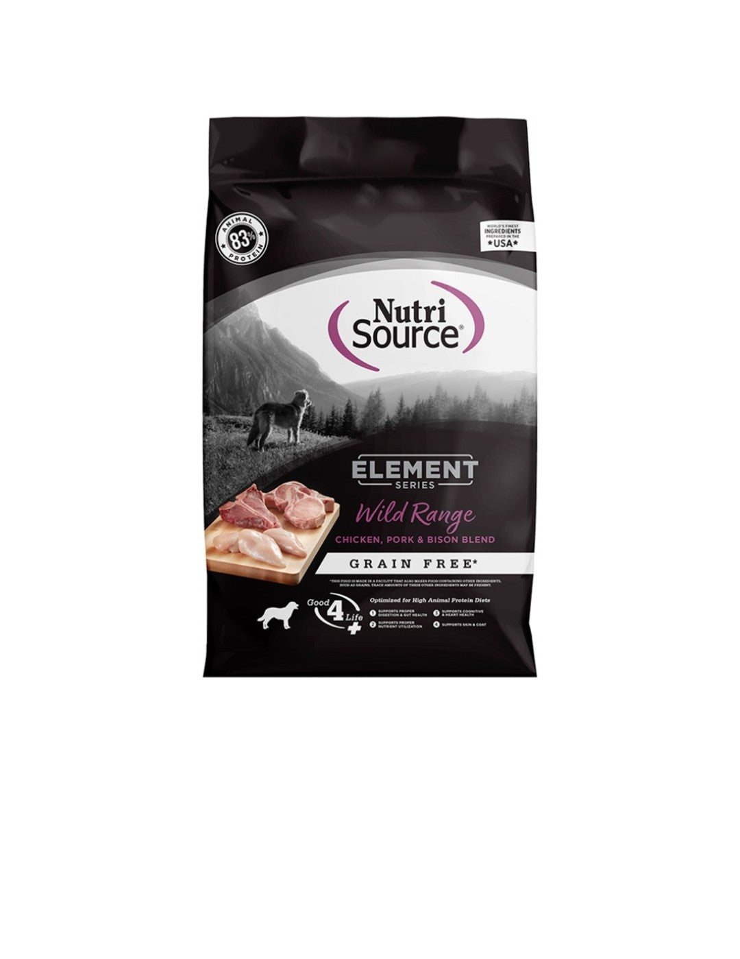 Nutrisource Dog Element Grain Free Wild Range Chicken, Pork and Bison 24 lbs