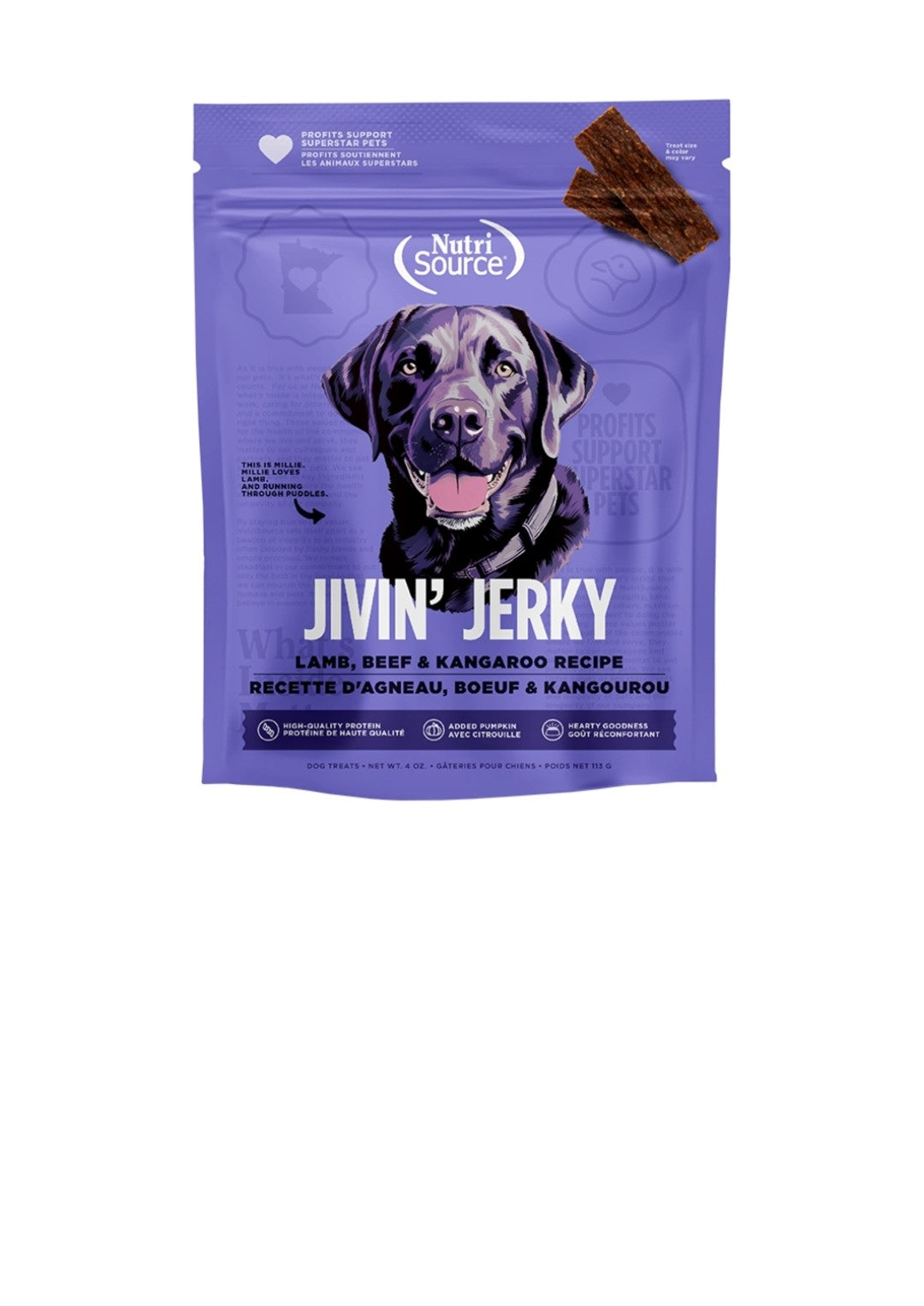 Nutrisource Dog Jivin Jerky Lamb, Beef and Kangaroo 4oz