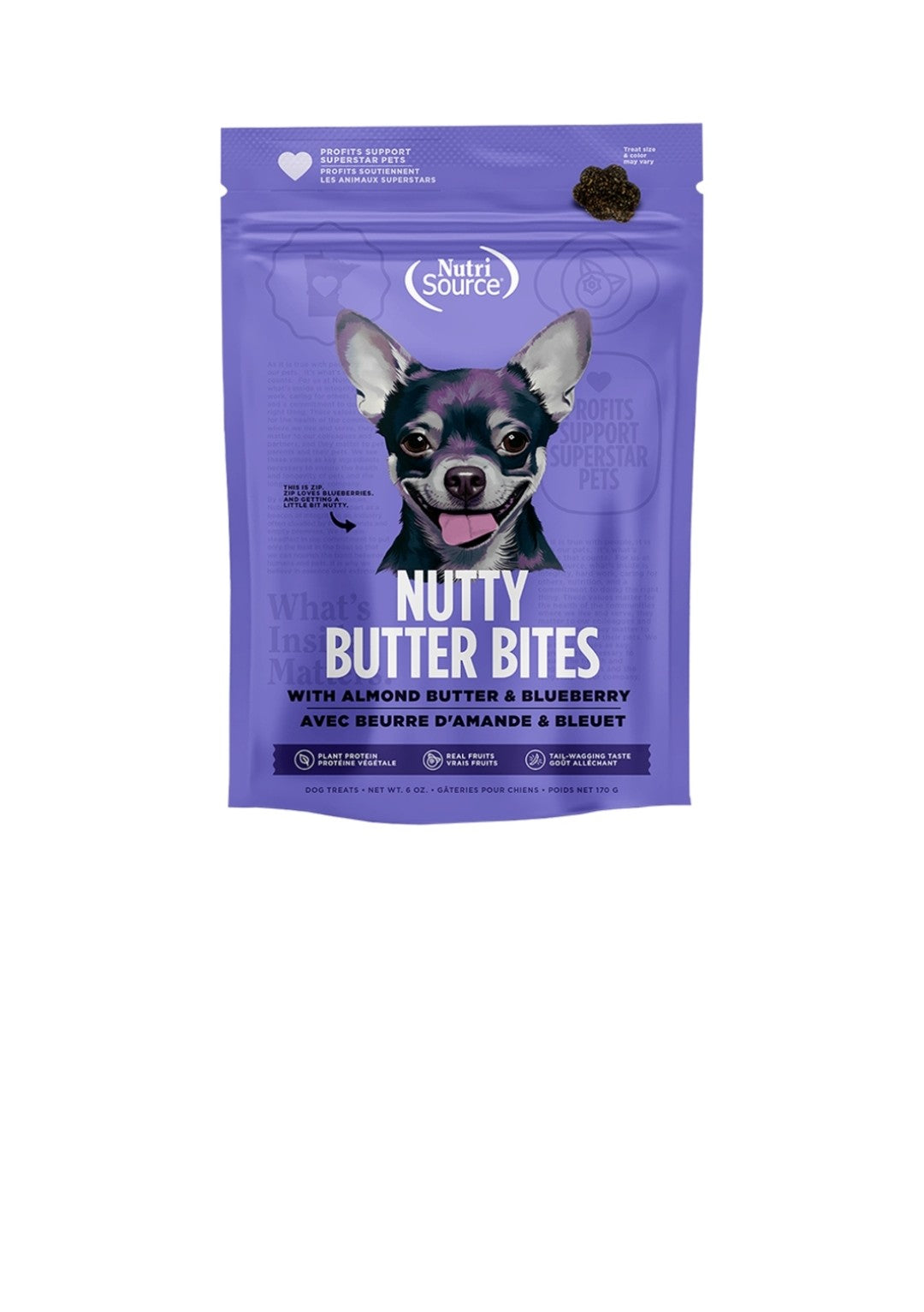 Nutrisource Dog Nutty Butter Bites Blueberry and Almond Butter 6oz