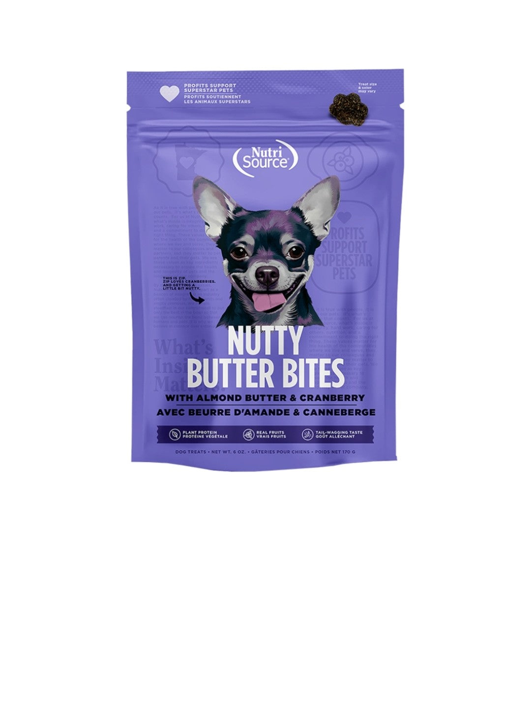 Nutrisource Dog Nutty Butter Bites Cranberry and Almond Butter 6oz