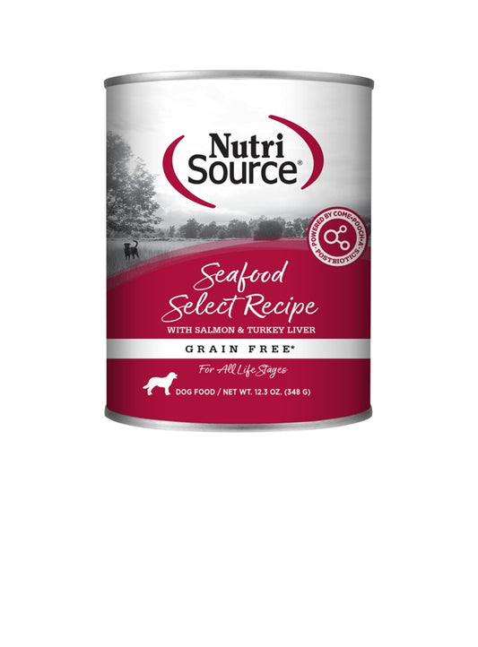 Nutrisource Dog Grain Free Seafood 12.3 oz cans 12 pack