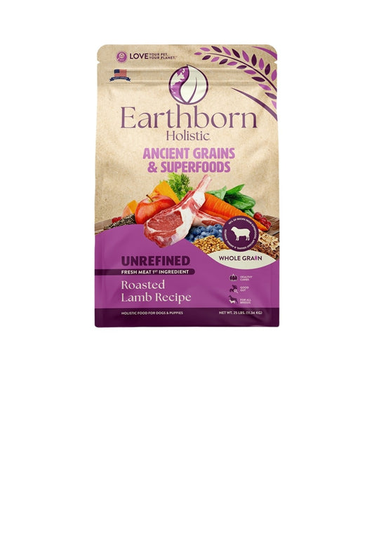 Earthborn Unrefined With Ancient Grains And Roasted Lamb 25 lbs