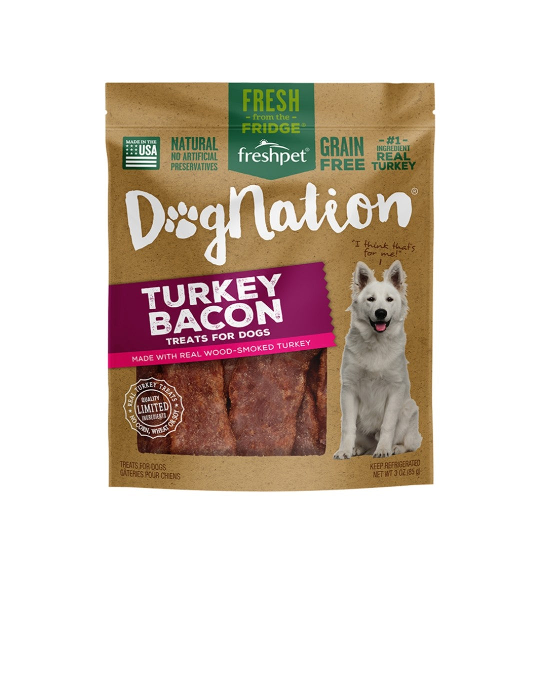 Freshpet Dog Refrigerated Dog Nation Treat Turkey Bacon 3 oz