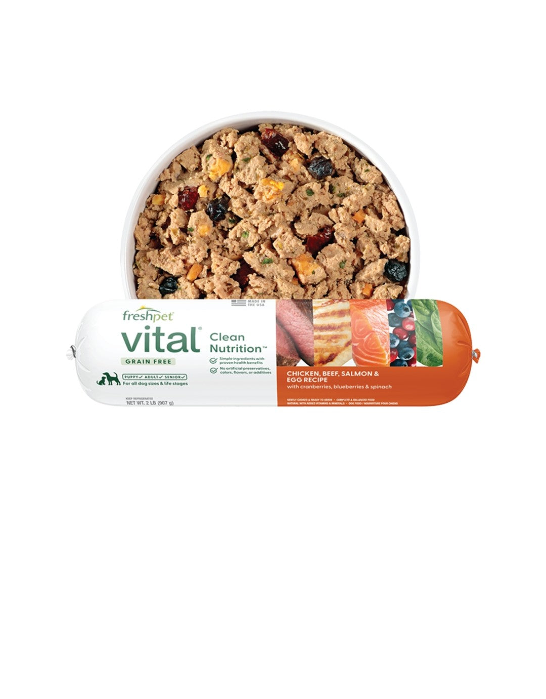 Freshpet Dog Refrigerated Vital Grain Free Chicken, Beef and Salmon 2 lbs