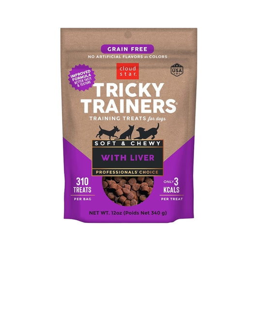 Cloud Star Dog Tricky Trainer Chewy Treats Grain Free Liver 12 oz