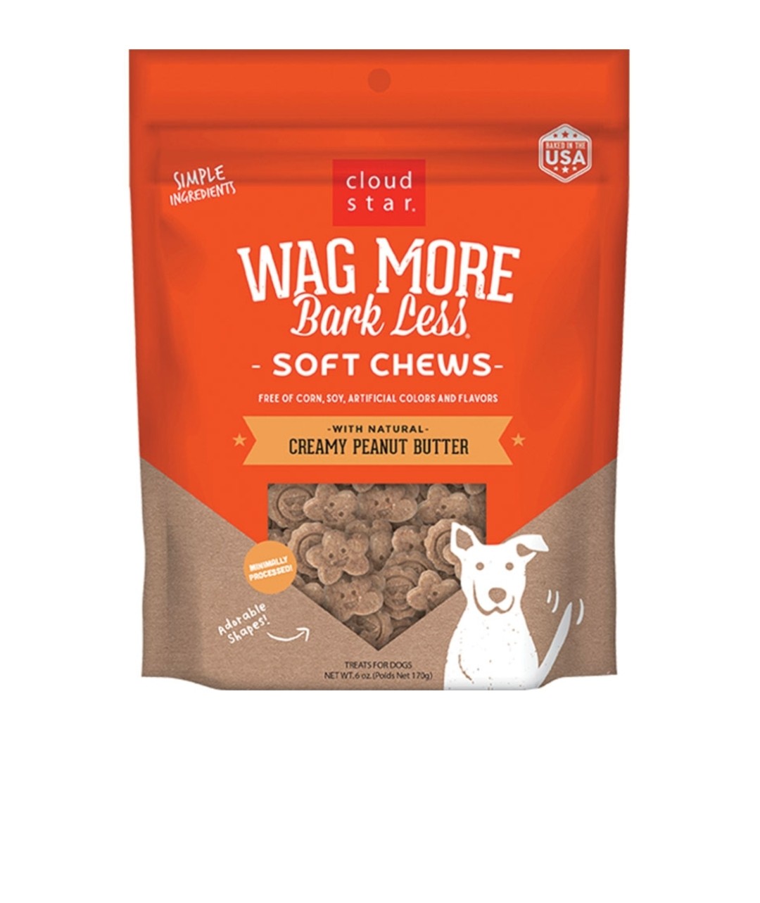 Cloud Star Dog Wag More Bark Less Chewy Treats Creamy Peanut butter 6 oz