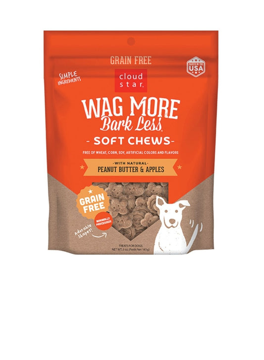 Cloud Star Dog Wag More Bark Less Grain Free Chewy Peanut butter And Apple 5 oz
