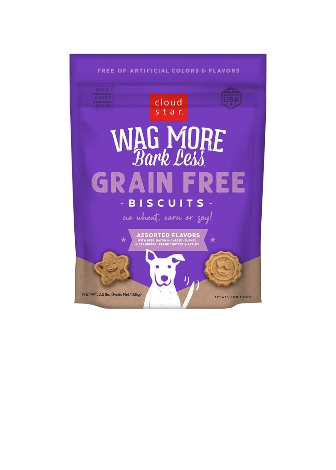 Cloud Star Dog Wag More Bark Less Grain Free Crunchy Treats Assorted Flavors 2.5 lbs