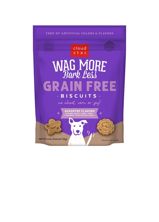 Cloud Star Dog Wag More Bark Less Grain Free Crunchy Treats Assorted Flavors 2.5 lbs