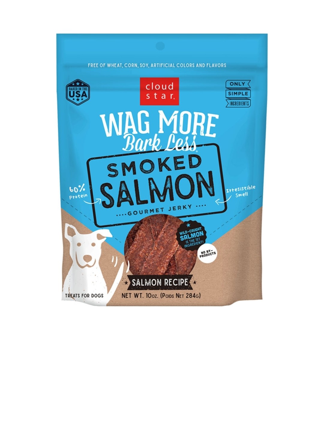 Cloud Star Dog Wag More Bark Less Grain Free Jerky Salmon 10 oz