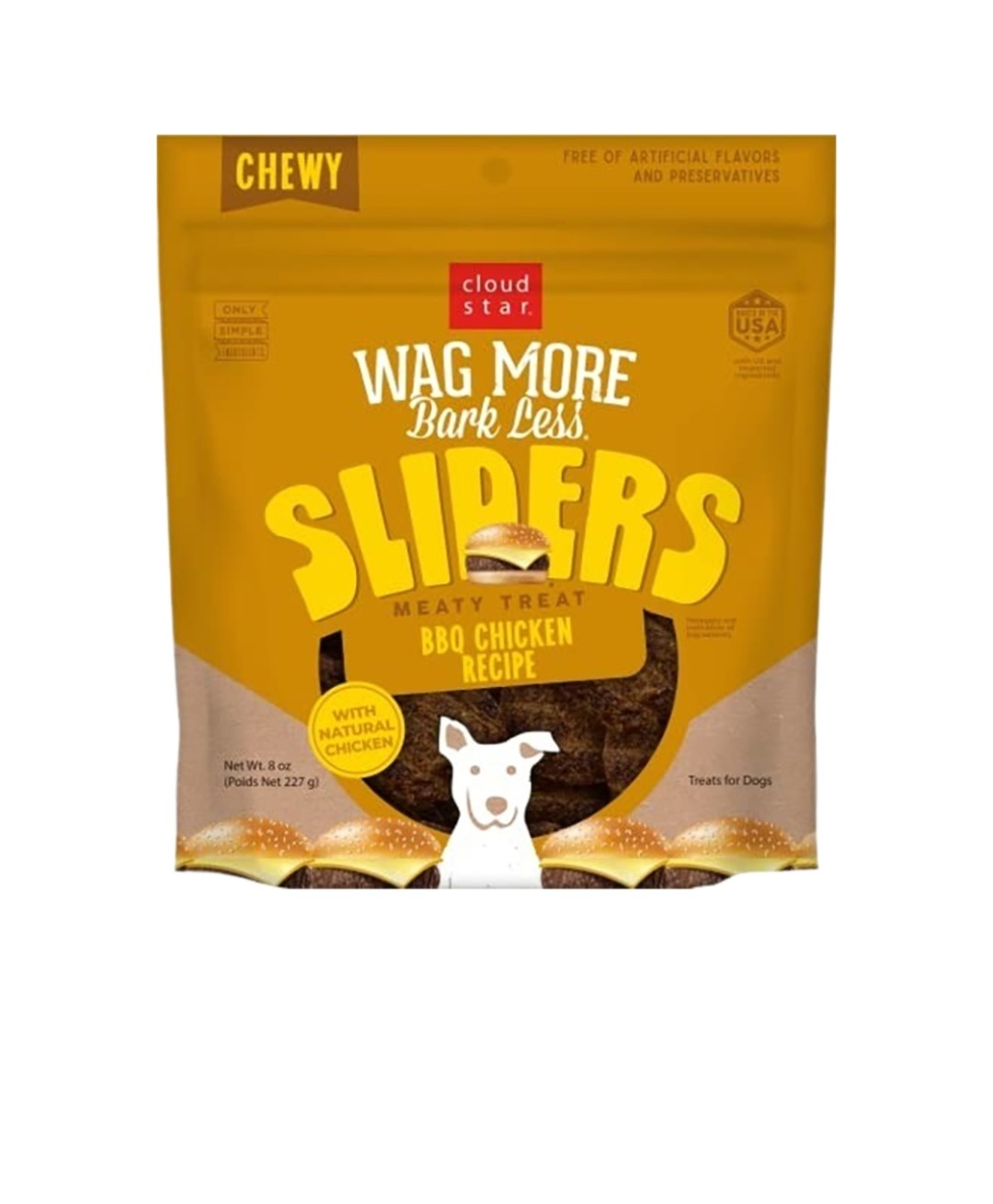 Cloud Star Dog Wag More Bark Less Grain Free Sliders BBQ Chicken 8 oz