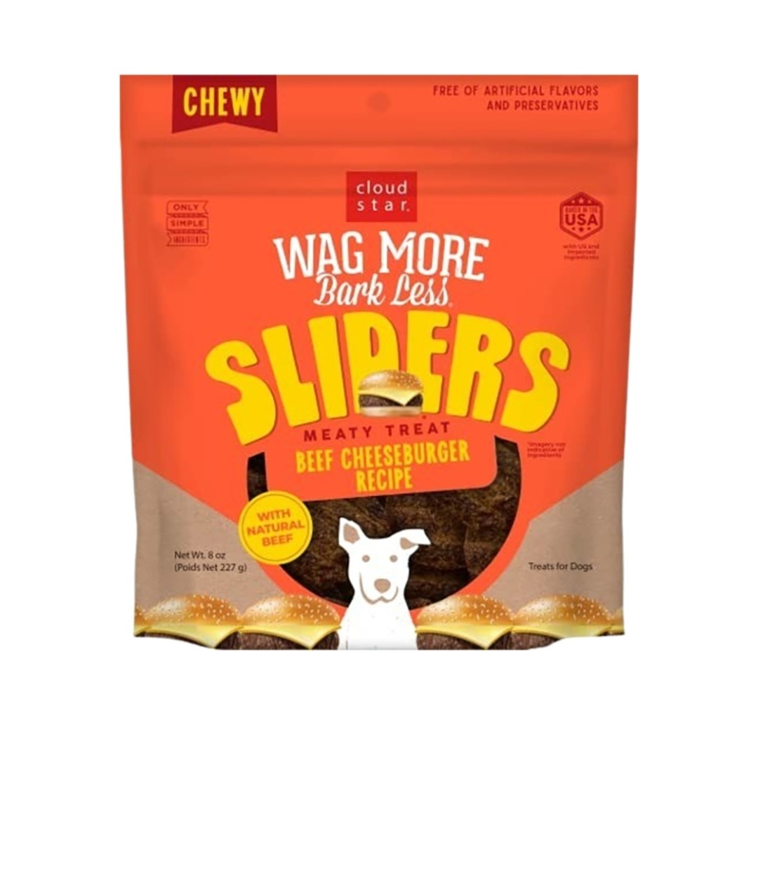Cloud Star Dog Wag More Bark Less Grain Free Sliders Beef  Cheeseburger 8 oz
