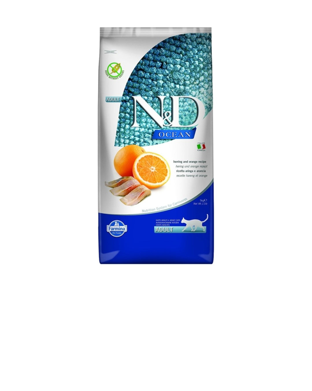Farmina Cat N&D Ocean Adult Grain Free Herring and Orange 11 lbs