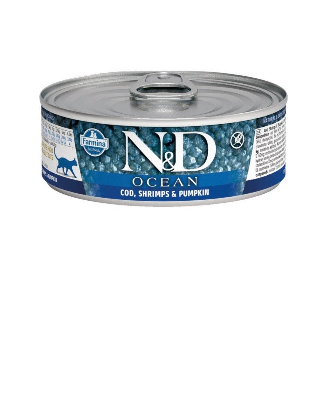 Farmina Cat N&D Ocean Grain Free Cod,Shrimp and Pumpkin 2.5 oz cans 24 pack