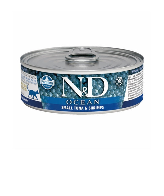 Farmina Cat N&D Ocean Grain Free Tuna and Shrimp 2.5 oz cans 24 pack