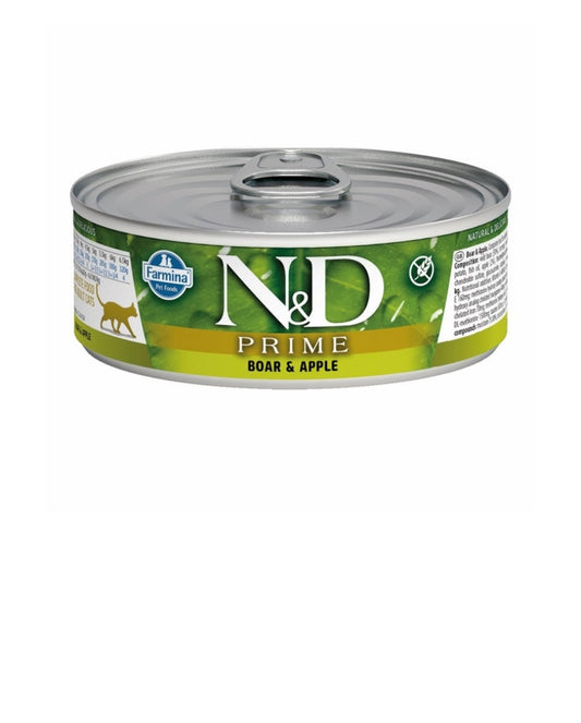 Farmina Cat N&D Prime Grain Free Wild Boar and Apple 2.5 oz cans 24 pack