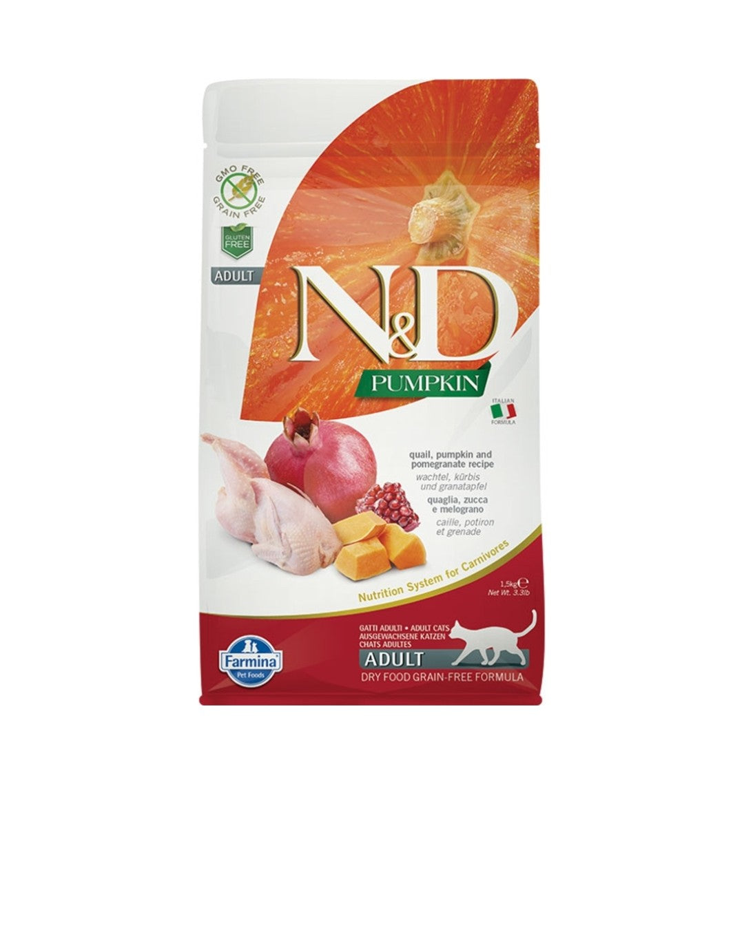 Farmina Cat N&D Pumpkin Adult Grain Free Quail and Pomegranate 11 lbs