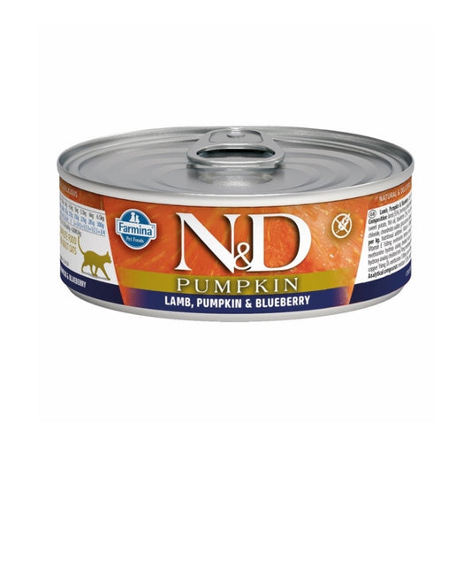 Farmina Cat N&D Pumpkin Grain Free Lamb and Blueberry 2.5 oz cans 24 pack