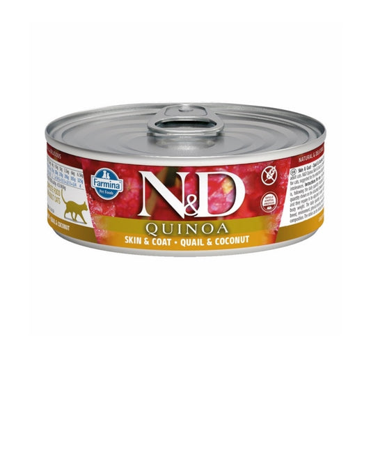 Farmina Cat N&D Quinoa Skin and Coat Grain Free Quail and Coconut 2.80 oz cans 24 pack