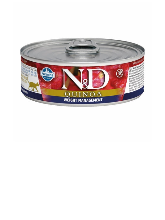 Farmina Cat N&D Quinoa Weight Management Grain Free Lamb 2.80 oz Cans 24 pack