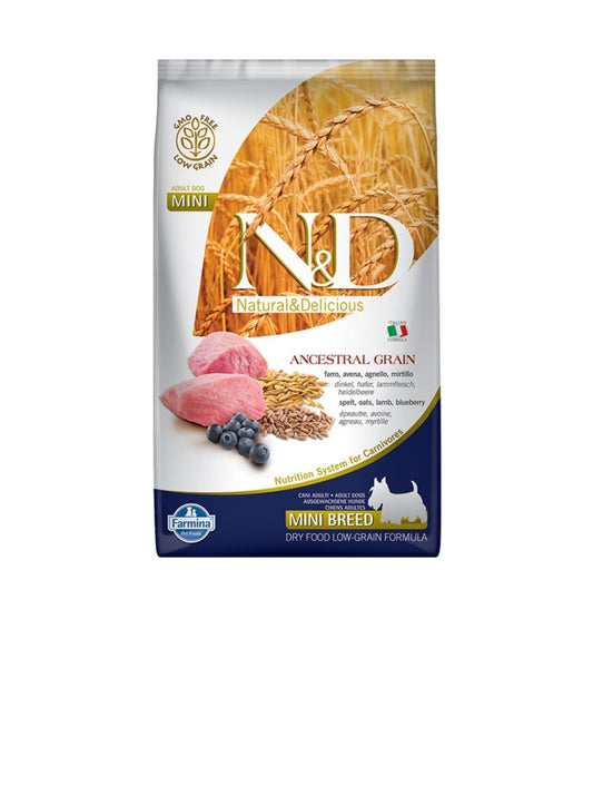 Farmina Dog N&D Ancestral Grain Adult Mini Lamb And Blueberry 15.4 lbs
