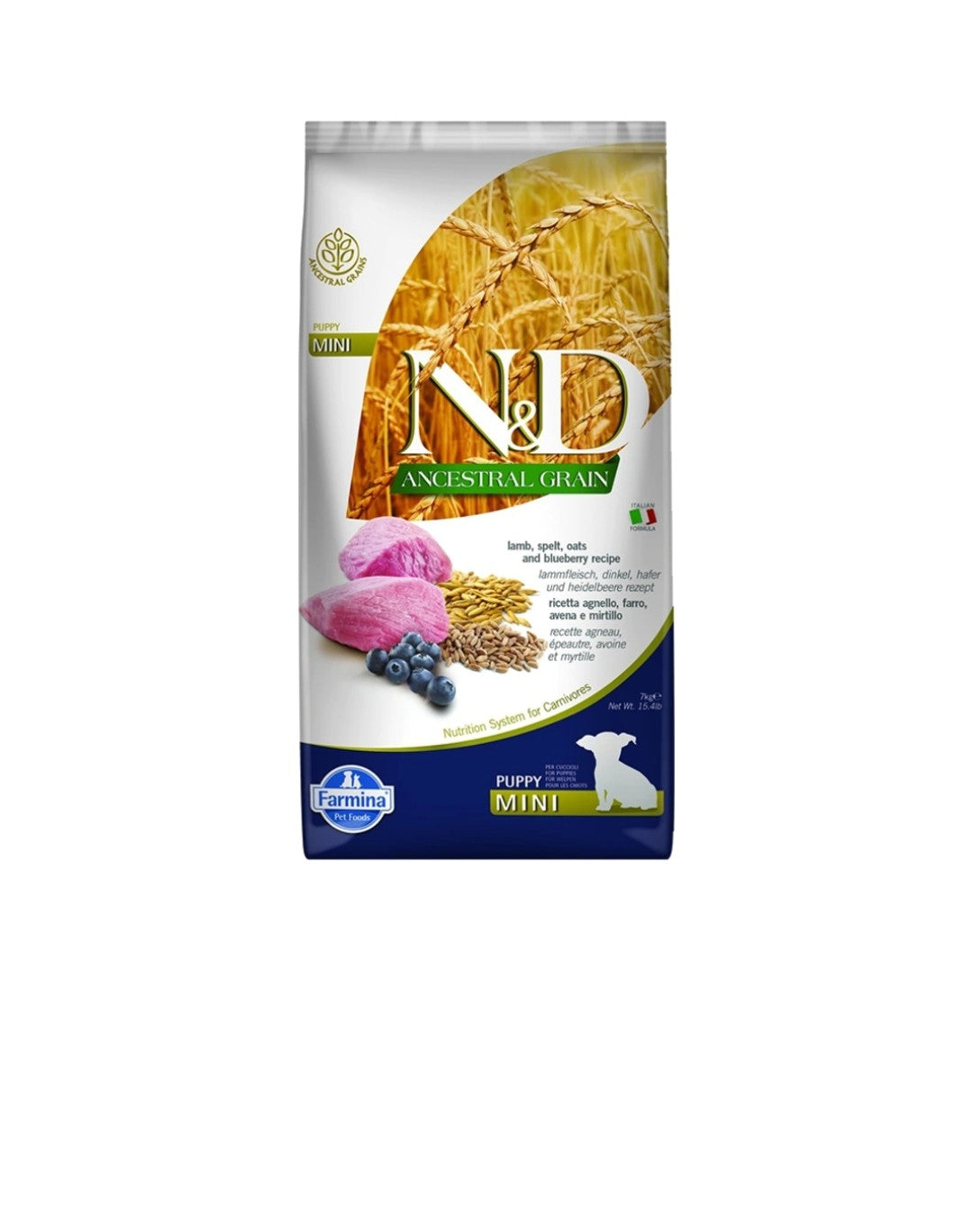 Farmina Dog N&D Ancestral Grain Puppy Mini Lamb and Blueberry 15.4 lbs