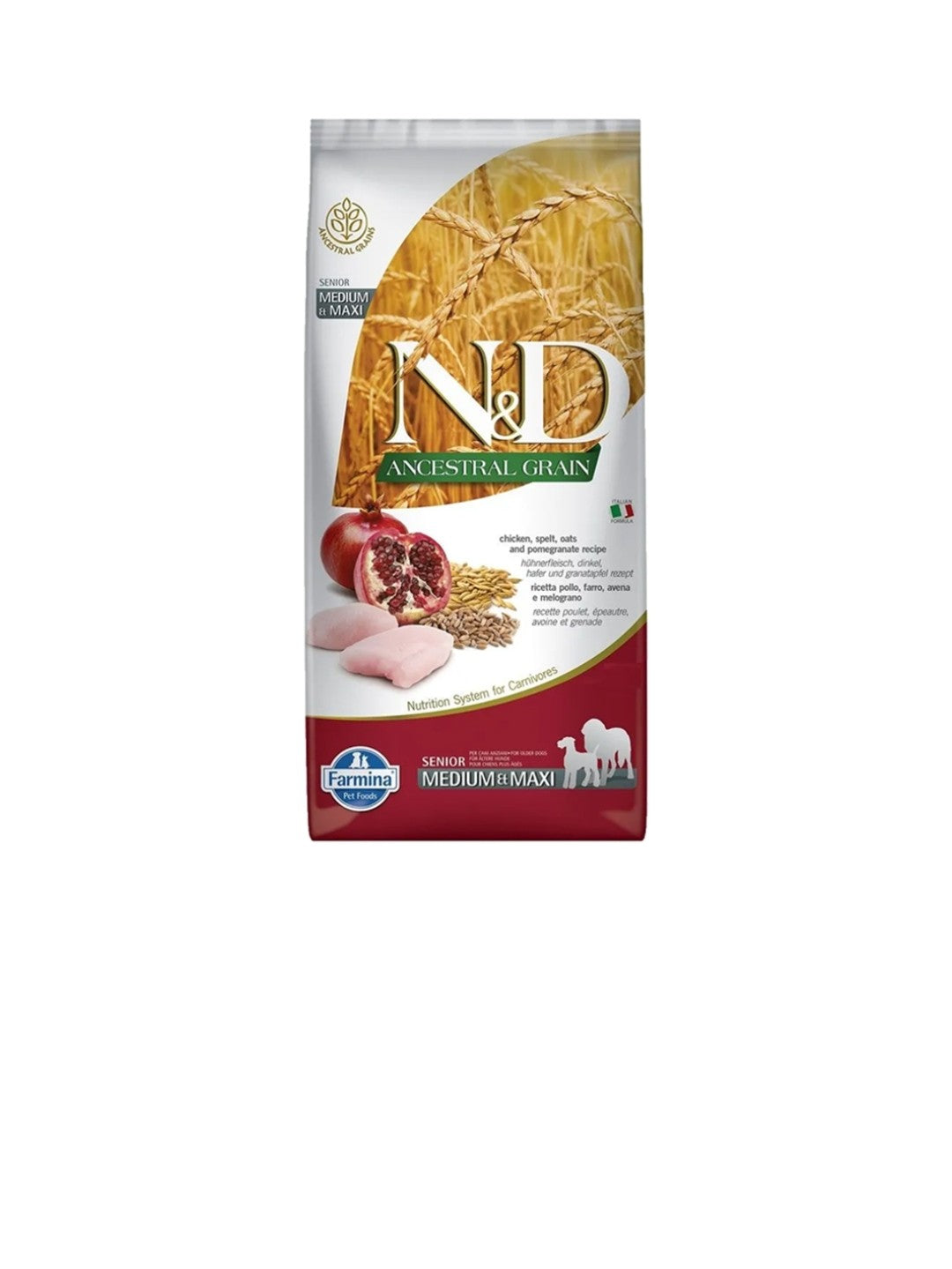 Farmina Dog N&D Ancestral Grain Senior Medium And Maxi Chicken and Pomegranate 26.4 lbs