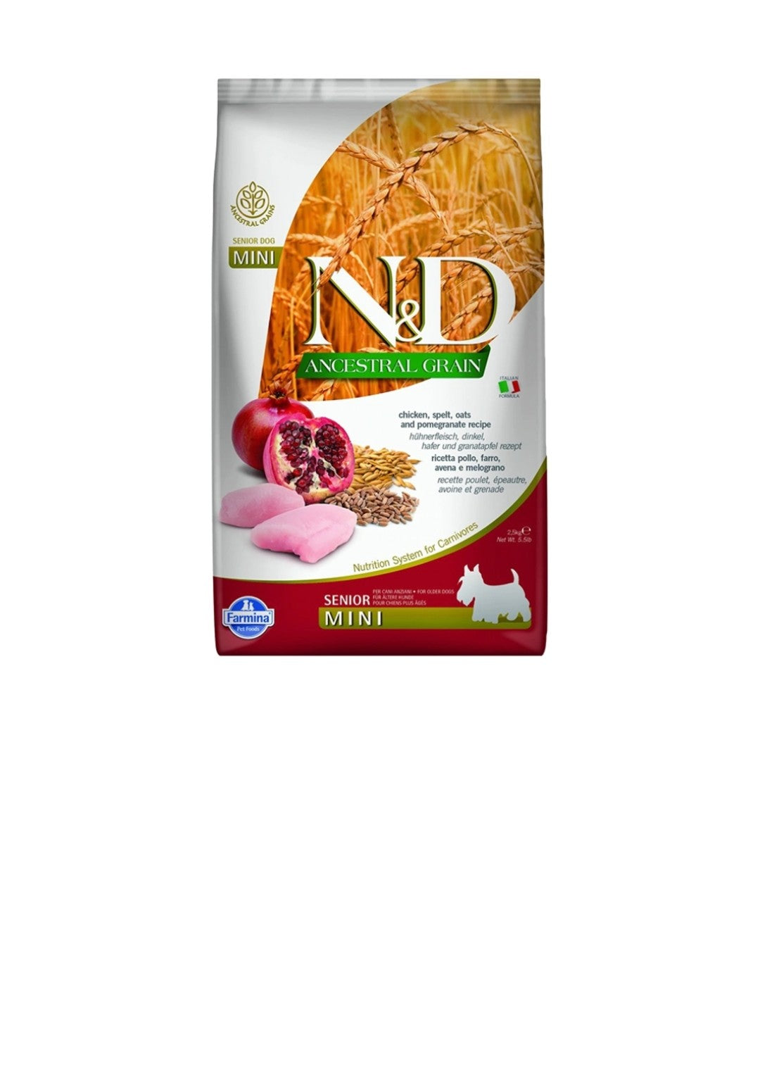 Farmina Dog N&D Ancestral Grain Senior Mini Chicken and Pomegranate 5.5 lbs