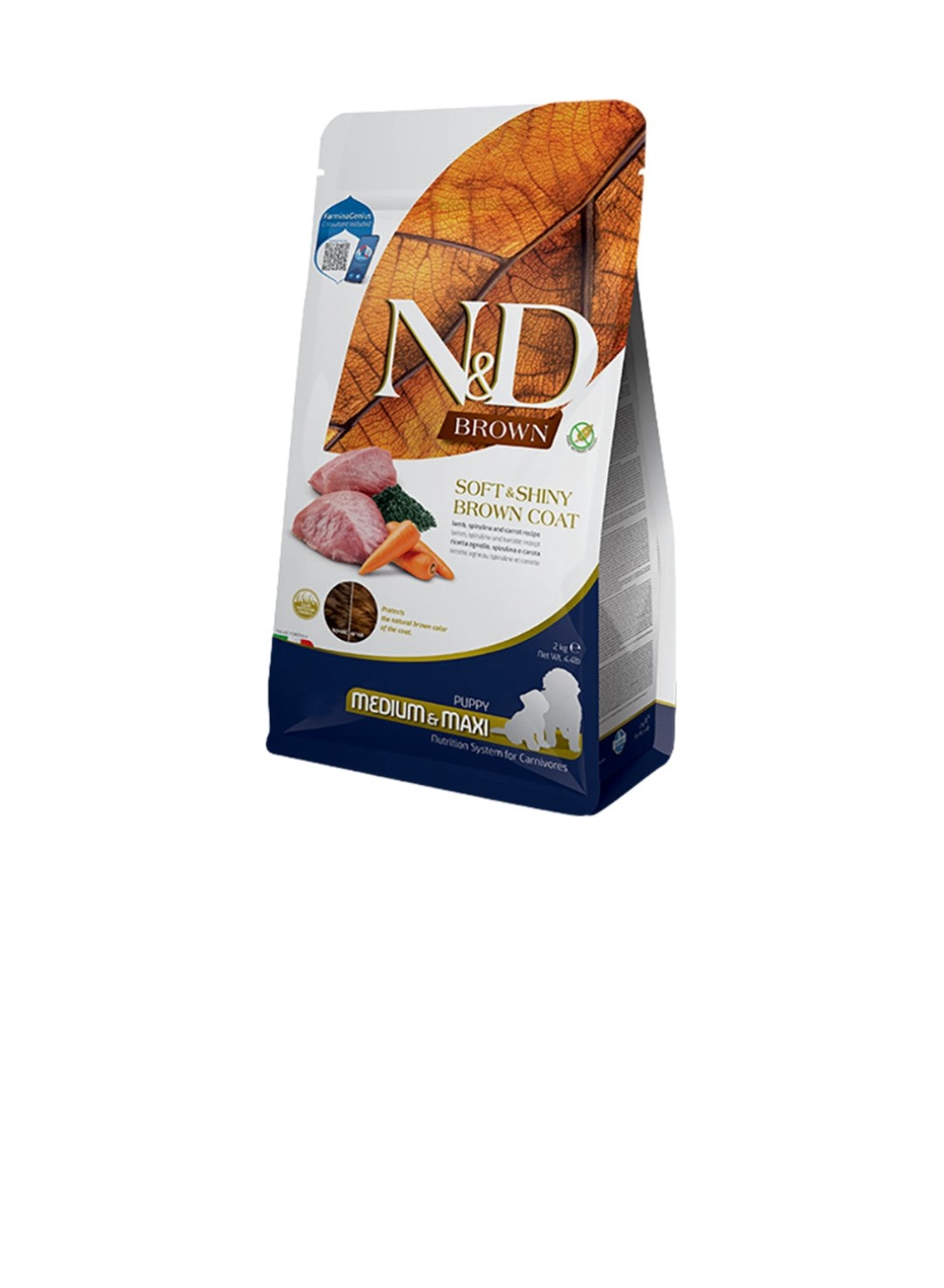 Farmina Dog N&D Brown Coat Puppy Medium And Maxi Lamb Kelp and Carrot 4.4 lbs